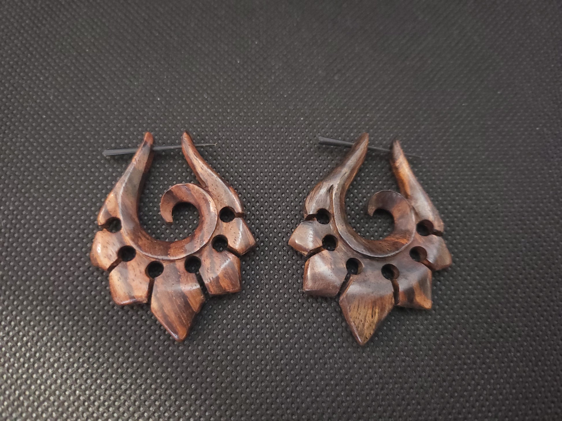 Tribal Wood Carved Earings