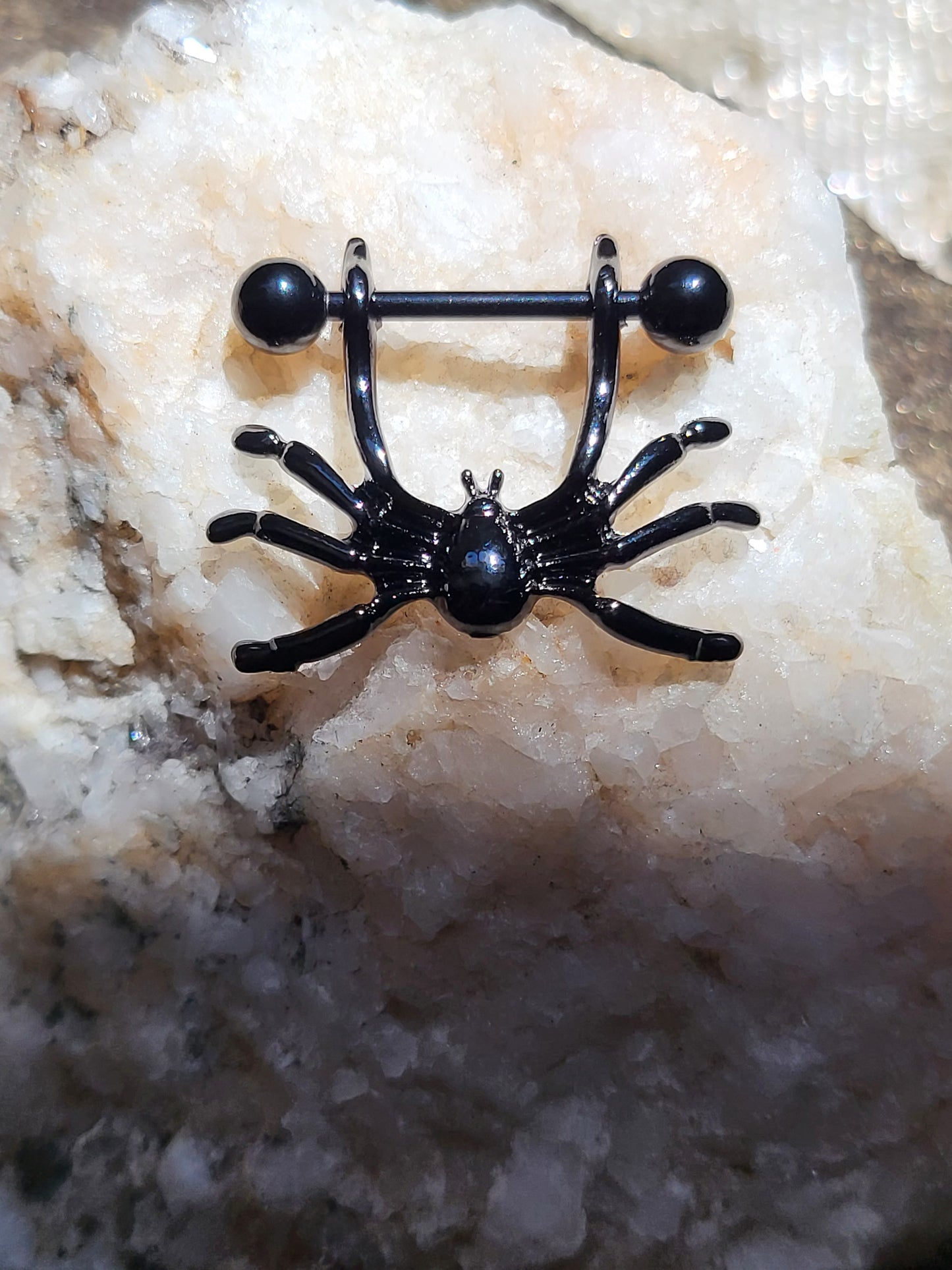 1 Pair of Black ﻿Hanging Spider Nipple Shields