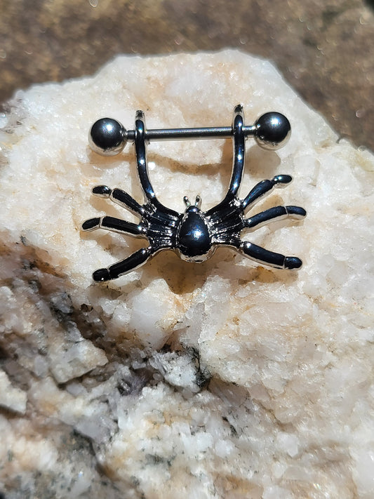 1 Pair of Silver ﻿Hanging Spider Nipple Shields