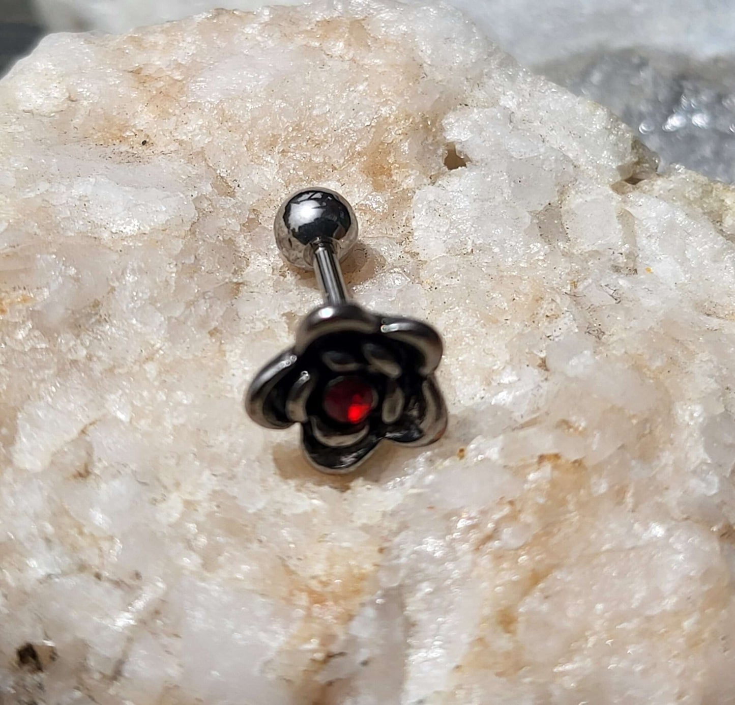 Rose Flower Red Centered Tragus