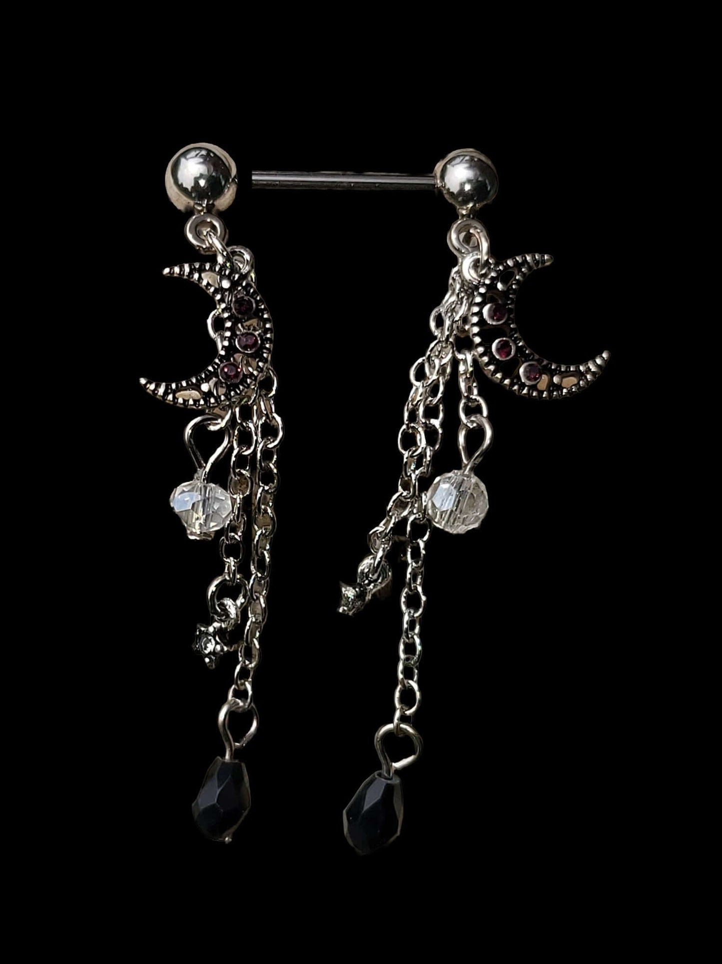 Antique Silver Plated Moons Nipple Bars