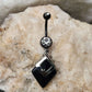 Black Agate Diamond Shaped Belly Ring