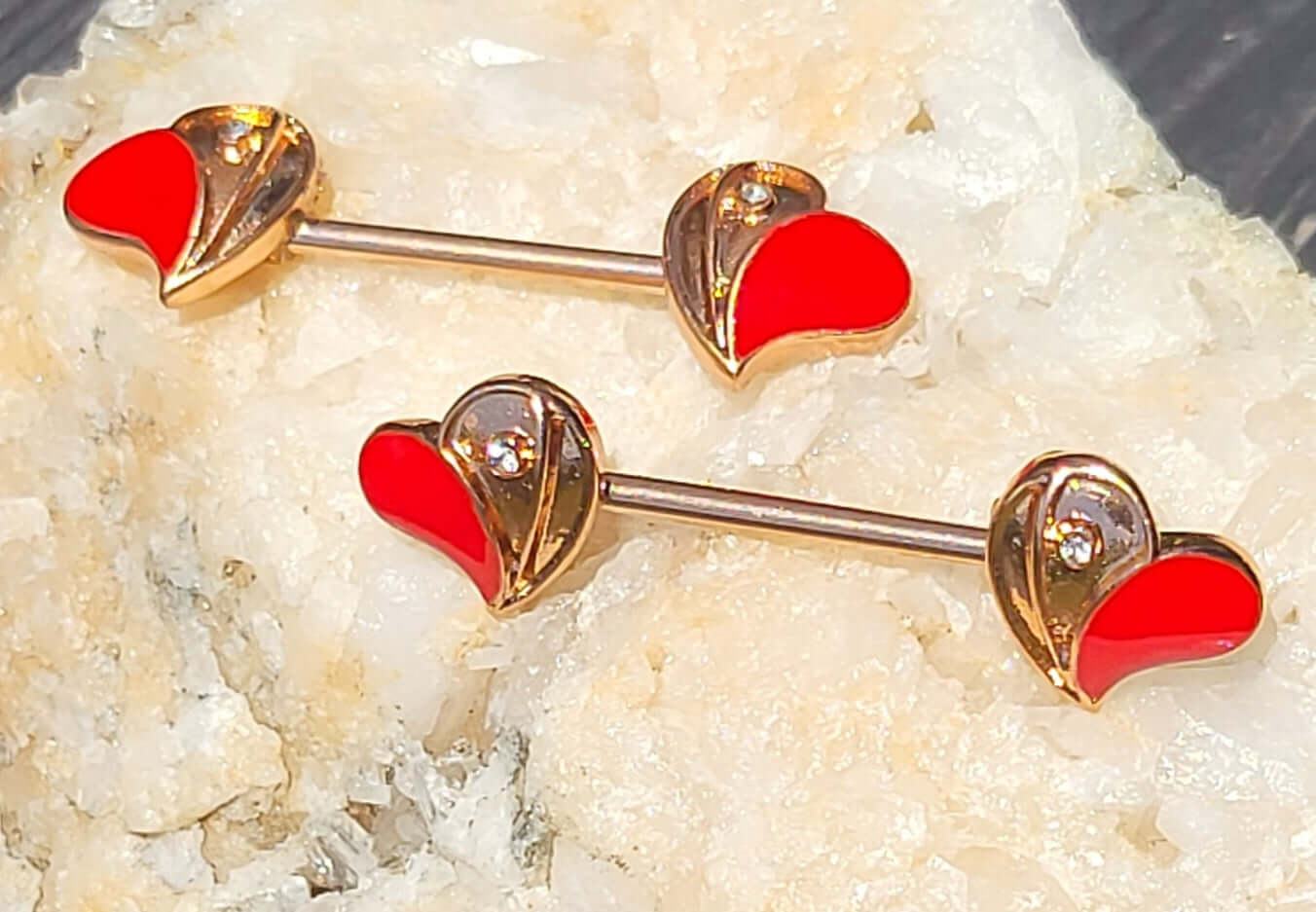 Red Floating Heart Nipple Bars