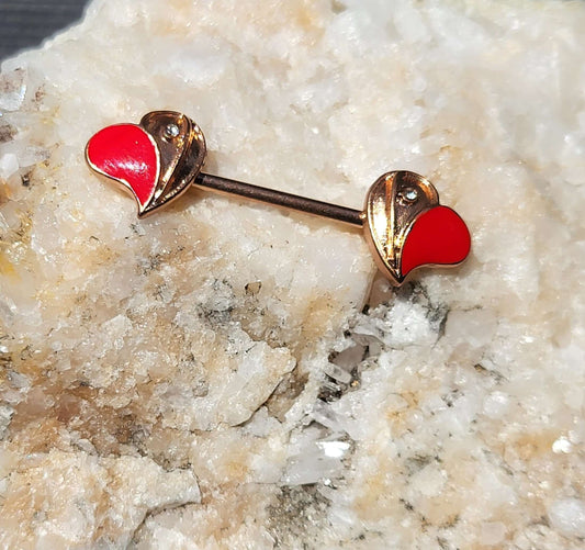 Red Floating Heart Nipple Bars