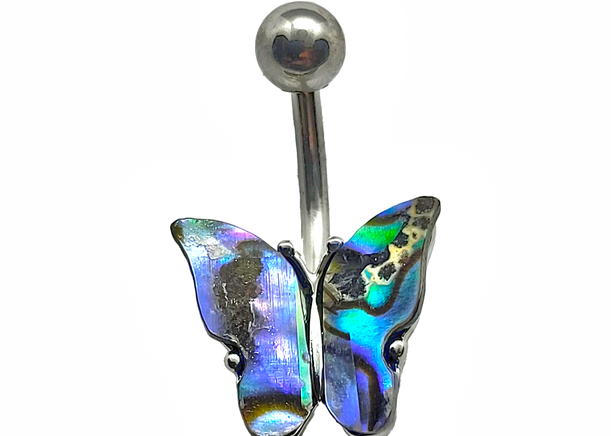 Butterfly Belly Button Ring Silver