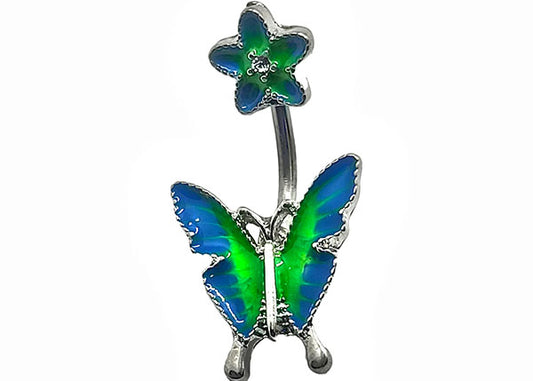 Flower and Butterfly Belly Button Ring