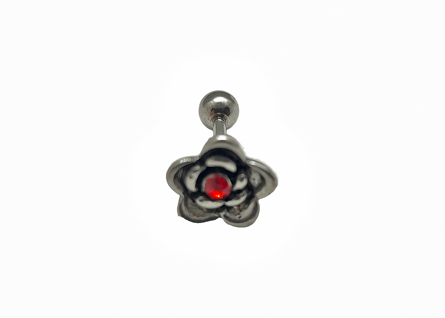 Red Rose Centered Cartilage Earing