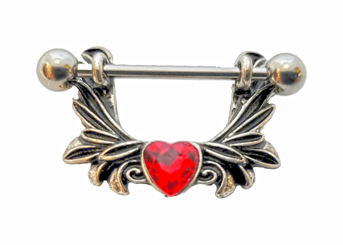 Angel Wing Heart Nipple Ring